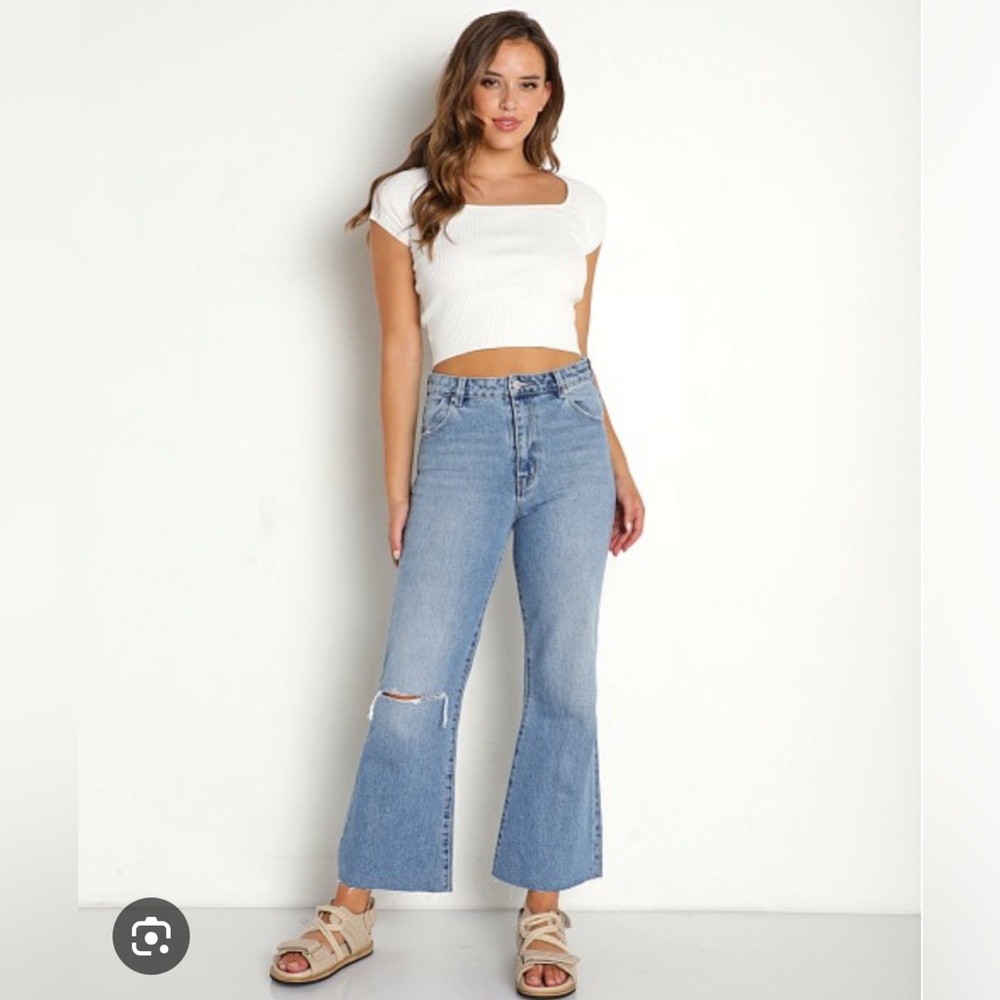 Rollas Eastcoast Crop Flare Lara Blue Organic